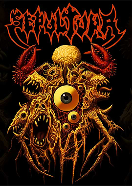 Grotesque Monster with Eyes and Claws