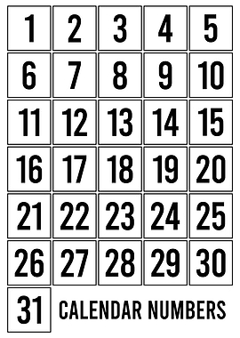 Calendar Numbers Grid