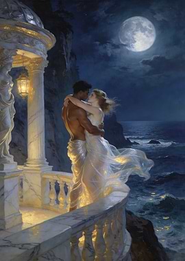 Romantic Embrace Under the Moonlight