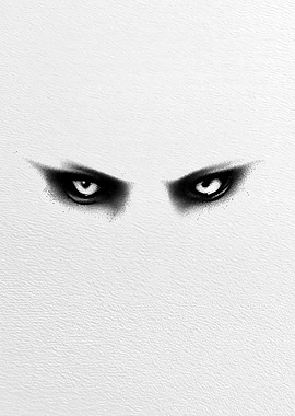 Menacing Eyes on White Background