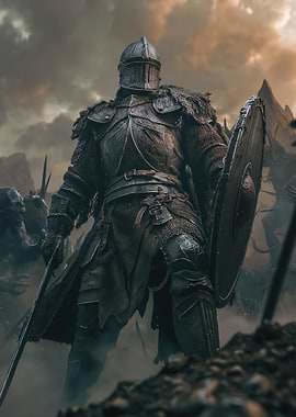 Dark Knight with Shield and Sword