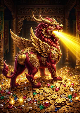 Mythical Creature Guarding Treasure