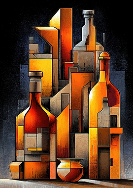 Abstract Bottles and Pot