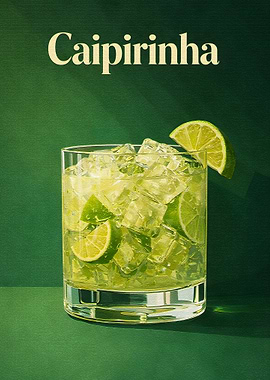 Caipirinha Cocktail with Lime and Ice