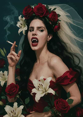 Vampire Bride with Roses and Lilies