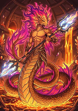 Fiery Serpent God with Trident