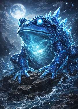 Crystal Frog Under the Moon