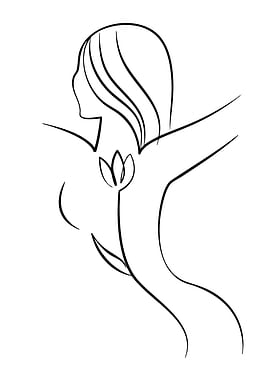 Woman with Flower Line Art