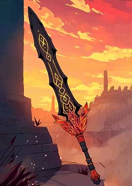 Fantasy Sword in Desert Sunset