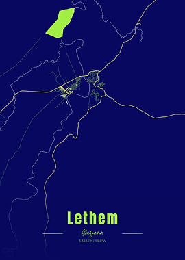 Lethem, Guyana Map Art