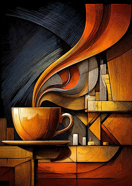 Abstract Coffee Cup with Steam