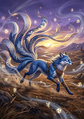 Blue Nine-Tailed Fox Spirit