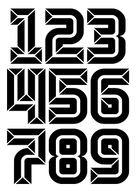 Stylized Black Numbers 1-9