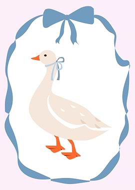 Cute Goose with Blue Bows