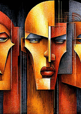 Abstract Cubist Faces