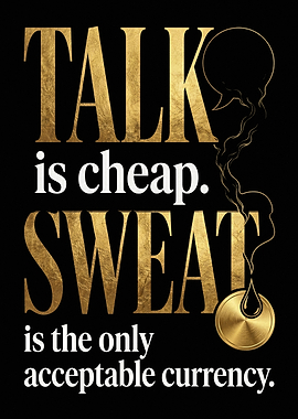 Mental Toughness Talk Is Cheap Sweat Quote Gold Foil Art