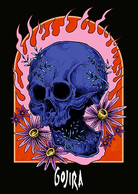 Gojira Skull and Flowers