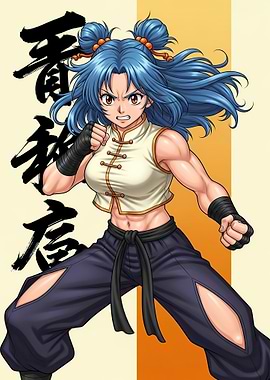 Muscular Anime Fighter in Action Pose