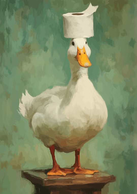 Duck with Toilet Paper Hat