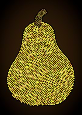 Pear Dot Art - Golden Yellow Fruit Pointillism Design