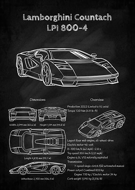 Lamborghini Countach LPI 800-4 Blueprint