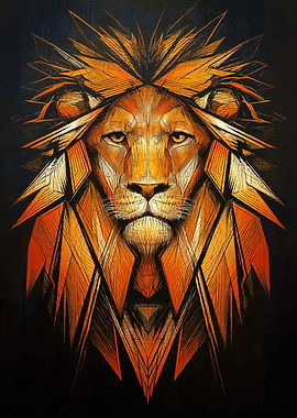 Geometric Lion Head Portrait