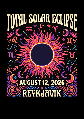 Total Solar Eclipse Reykjavik 2026 Poster