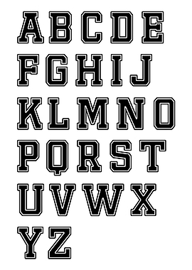 Alphabet Letters in Varsity Font