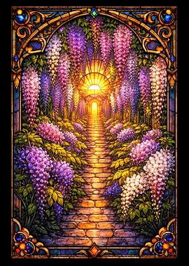 Stained Glass Wisteria Garden Path