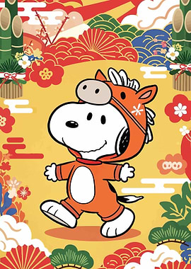 Snoopy in Horse Costume with Japanese