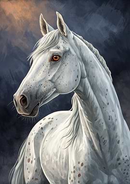 Dappled White Horse Portrait