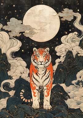 Tiger Under the Moon