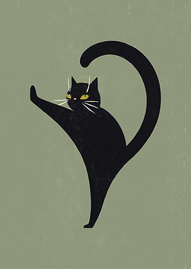 Black Cat in Yoga Pose