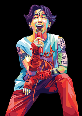 Colorful Pop Art Portrait of a Singer