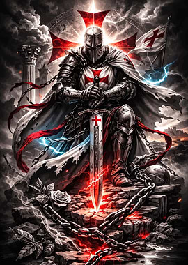 Templar Knight with Glowing Sword