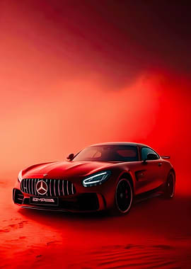 Red Mercedes-AMG GT in Desert