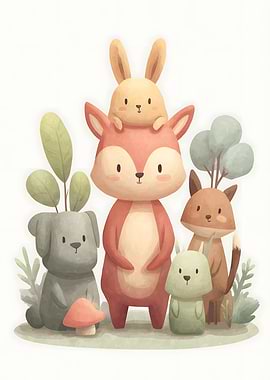 Cute Forest Animals Gathering