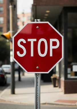 Red Stop Sign on Pole