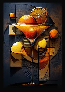 Abstract Orange Cocktail Art