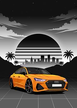 Retro Orange Audi RS7
