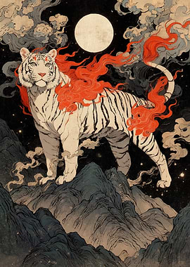White Tiger with Fiery Mane