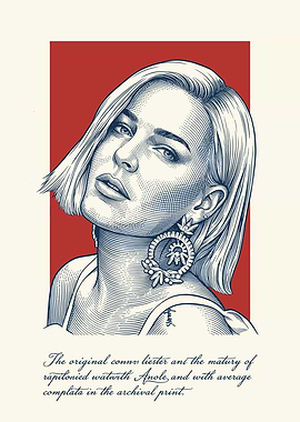 Anne Marrie Engraved Portrait of a Woman with Earrings