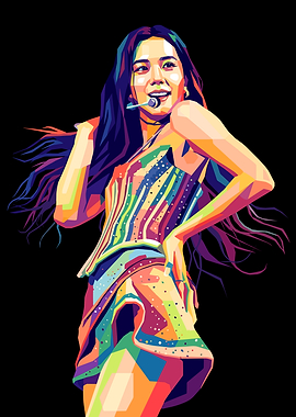 Colorful Pop Art Portrait of a Jisoo