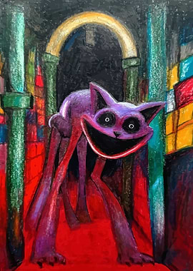 Creepy Purple Cat in Hallway