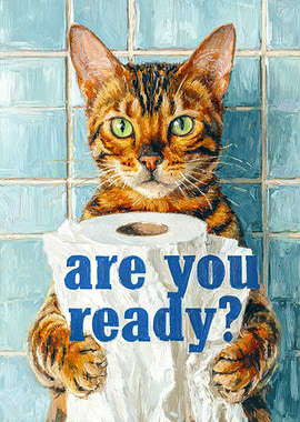 Cat Holding Toilet Paper