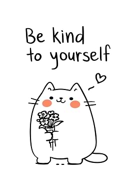 Cute Cat Holding Flowers