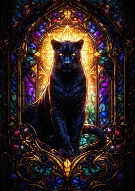 Black Panther in Stained Glass