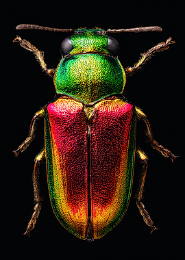Iridescent Jewel Beetle Macro Photography