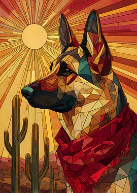 German Shepherd in Desert Landscape