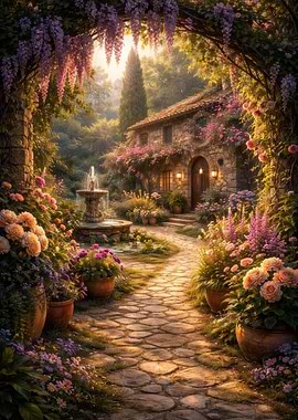 Enchanting Garden Cottage with Fountain